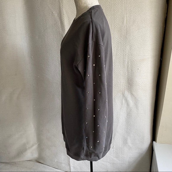 Italian S/M Luxury Sweatshirt Dress Silver Studded - Picture 7 of 8